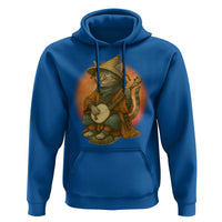 Japanese Samurai Cat Hoodie Retro Cat Playing Shamisen Art - Wonder Print Shop