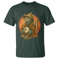 Japanese Samurai Cat T Shirt Retro Cat Playing Shamisen Art - Wonder Print Shop