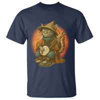 Japanese Samurai Cat T Shirt Retro Cat Playing Shamisen Art - Wonder Print Shop