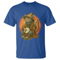 Japanese Samurai Cat T Shirt Retro Cat Playing Shamisen Art - Wonder Print Shop