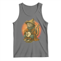 Japanese Samurai Cat Tank Top Retro Cat Playing Shamisen Art - Wonder Print Shop