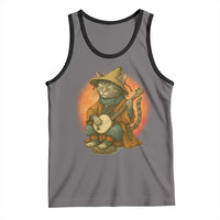 Japanese Samurai Cat Tank Top Retro Cat Playing Shamisen Art - Wonder Print Shop