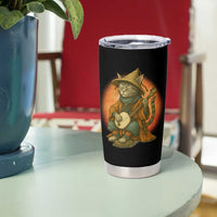 Japanese Samurai Cat Tumbler Cup Retro Cat Playing Shamisen Art