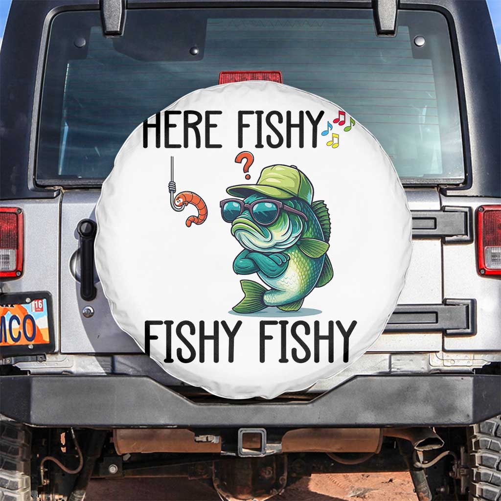 Funny Bass Fish Spare Tire Cover Here Fishy Fishy Fisherman Fishing Lover - Wonder Print Shop