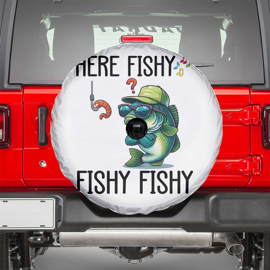 Funny Bass Fish Spare Tire Cover Here Fishy Fishy Fisherman Fishing Lover - Wonder Print Shop