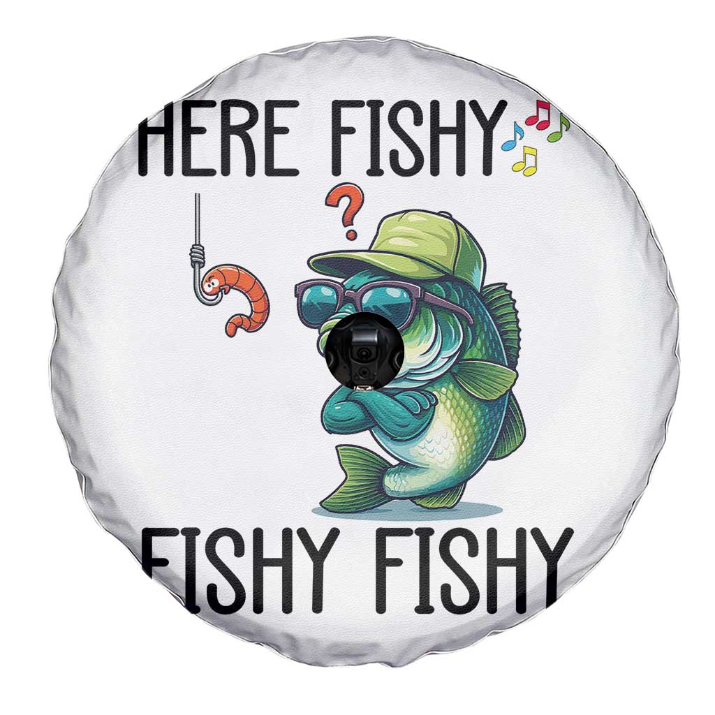 Funny Bass Fish Spare Tire Cover Here Fishy Fishy Fisherman Fishing Lover - Wonder Print Shop