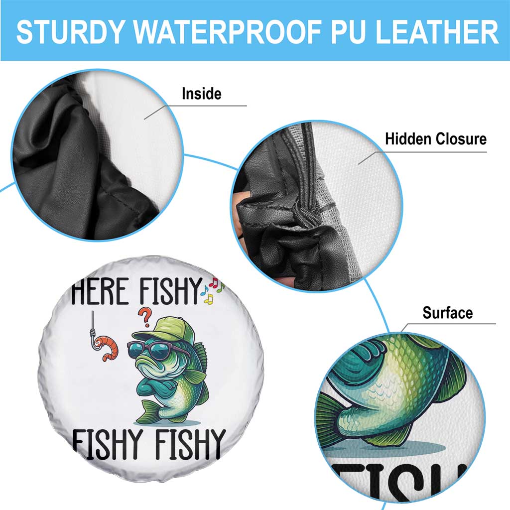 Funny Bass Fish Spare Tire Cover Here Fishy Fishy Fisherman Fishing Lover - Wonder Print Shop