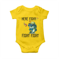 Funny Bass Fish Baby Onesie Here Fishy Fishy Fisherman Fishing Lover - Wonder Print Shop