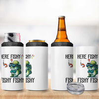 Funny Bass Fish 4 in 1 Can Cooler Tumbler Here Fishy Fishy Fisherman Fishing Lover