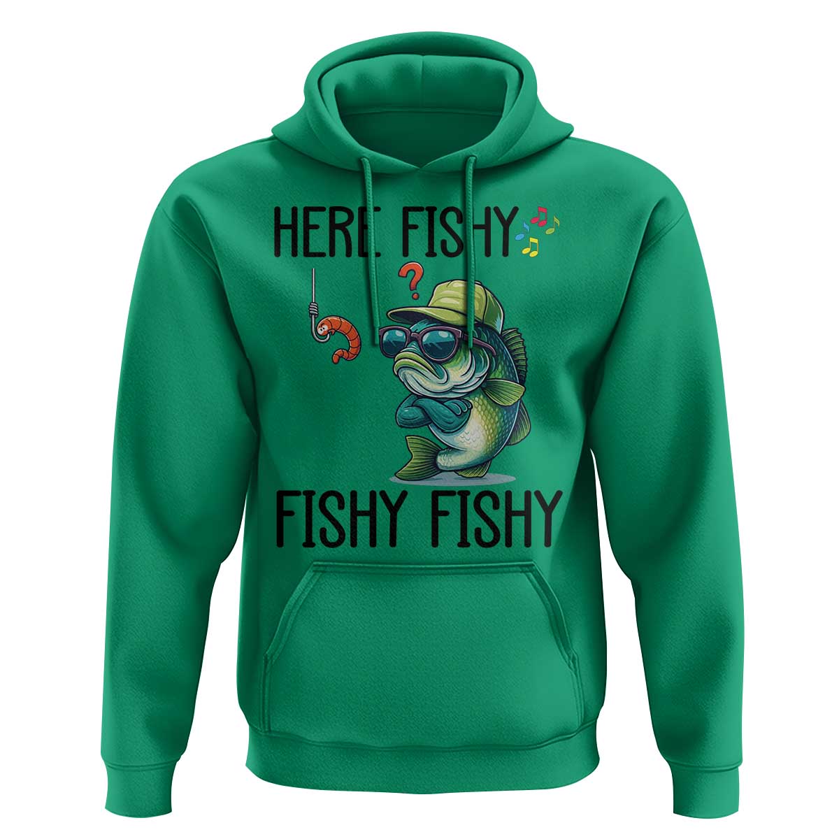 Funny Bass Fish Hoodie Here Fishy Fishy Fisherman Fishing Lover - Wonder Print Shop