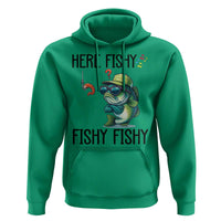 Funny Bass Fish Hoodie Here Fishy Fishy Fisherman Fishing Lover - Wonder Print Shop
