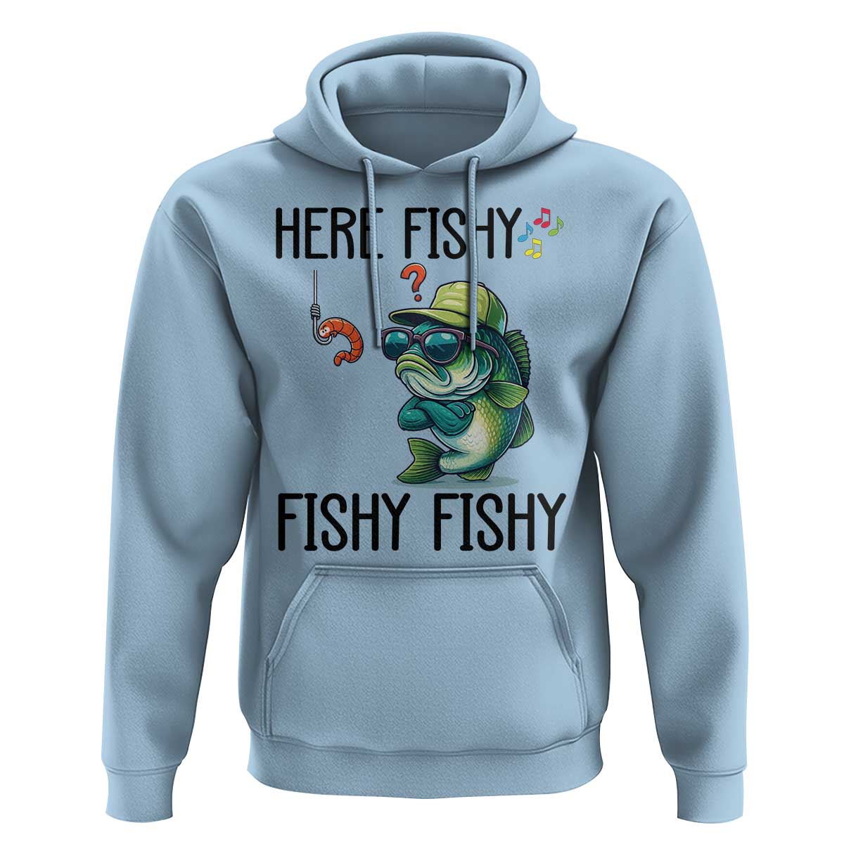 Funny Bass Fish Hoodie Here Fishy Fishy Fisherman Fishing Lover - Wonder Print Shop