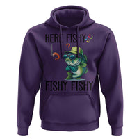Funny Bass Fish Hoodie Here Fishy Fishy Fisherman Fishing Lover - Wonder Print Shop