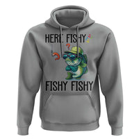 Funny Bass Fish Hoodie Here Fishy Fishy Fisherman Fishing Lover - Wonder Print Shop