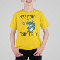 Funny Bass Fish T Shirt For Kid Here Fishy Fishy Fisherman Fishing Lover - Wonder Print Shop