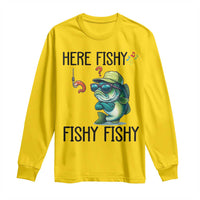 Funny Bass Fish Long Sleeve Shirt Here Fishy Fishy Fisherman Fishing Lover - Wonder Print Shop
