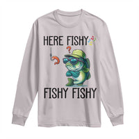Funny Bass Fish Long Sleeve Shirt Here Fishy Fishy Fisherman Fishing Lover - Wonder Print Shop