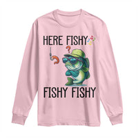 Funny Bass Fish Long Sleeve Shirt Here Fishy Fishy Fisherman Fishing Lover - Wonder Print Shop