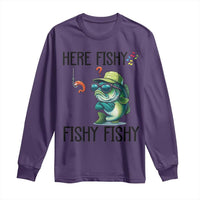 Funny Bass Fish Long Sleeve Shirt Here Fishy Fishy Fisherman Fishing Lover - Wonder Print Shop