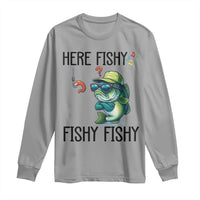 Funny Bass Fish Long Sleeve Shirt Here Fishy Fishy Fisherman Fishing Lover - Wonder Print Shop