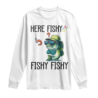Funny Bass Fish Long Sleeve Shirt Here Fishy Fishy Fisherman Fishing Lover - Wonder Print Shop