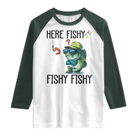 Funny Bass Fish Raglan Shirt Here Fishy Fishy Fisherman Fishing Lover - Wonder Print Shop