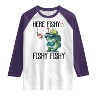 Funny Bass Fish Raglan Shirt Here Fishy Fishy Fisherman Fishing Lover - Wonder Print Shop