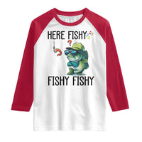 Funny Bass Fish Raglan Shirt Here Fishy Fishy Fisherman Fishing Lover - Wonder Print Shop