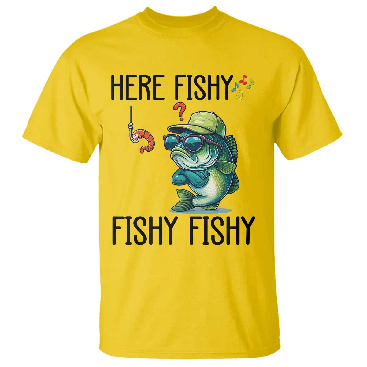 Funny Bass Fish T Shirt Here Fishy Fishy Fisherman Fishing Lover - Wonder Print Shop