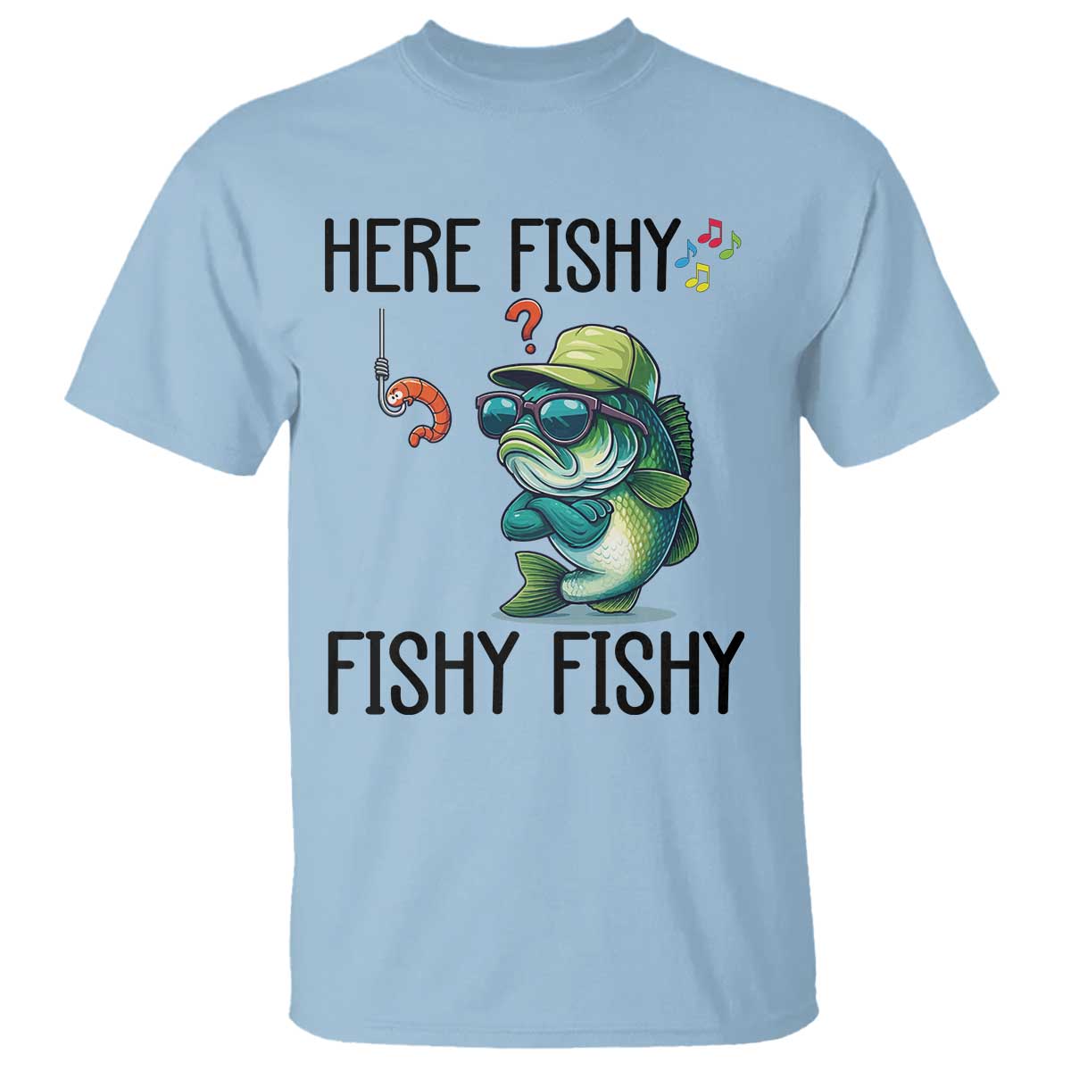 Funny Bass Fish T Shirt Here Fishy Fishy Fisherman Fishing Lover - Wonder Print Shop