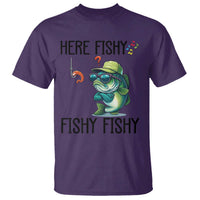 Funny Bass Fish T Shirt Here Fishy Fishy Fisherman Fishing Lover - Wonder Print Shop