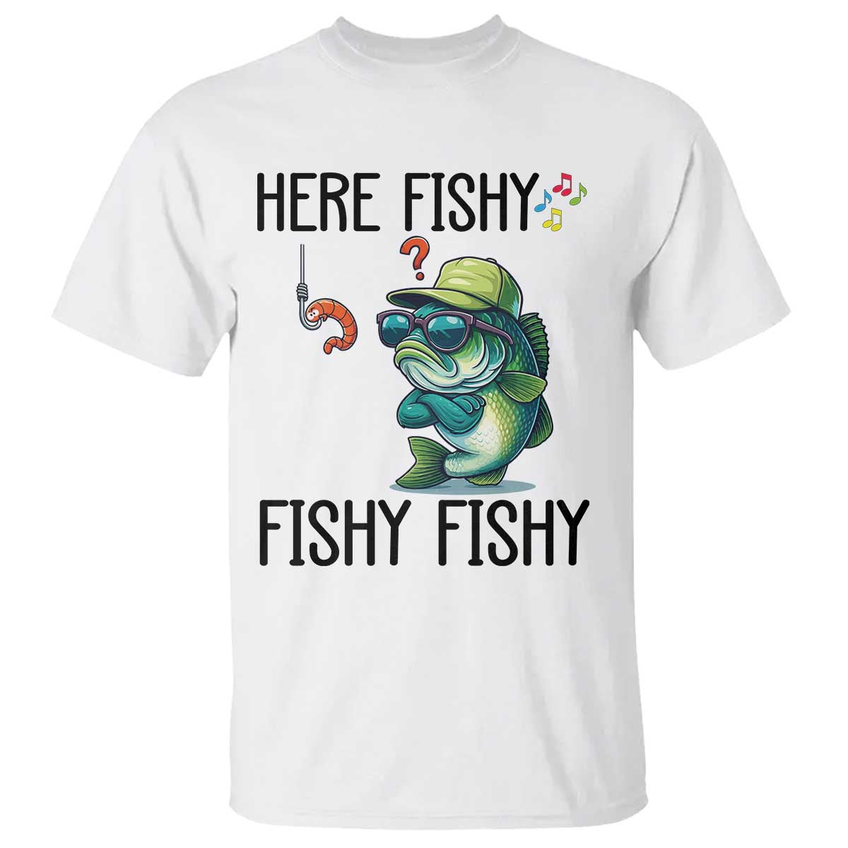 Funny Bass Fish T Shirt Here Fishy Fishy Fisherman Fishing Lover - Wonder Print Shop