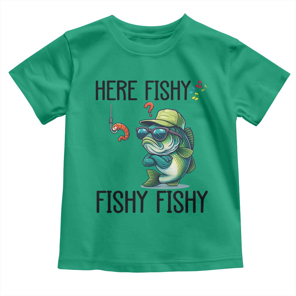 Funny Bass Fish Toddler T Shirt Here Fishy Fishy Fisherman Fishing Lover - Wonder Print Shop