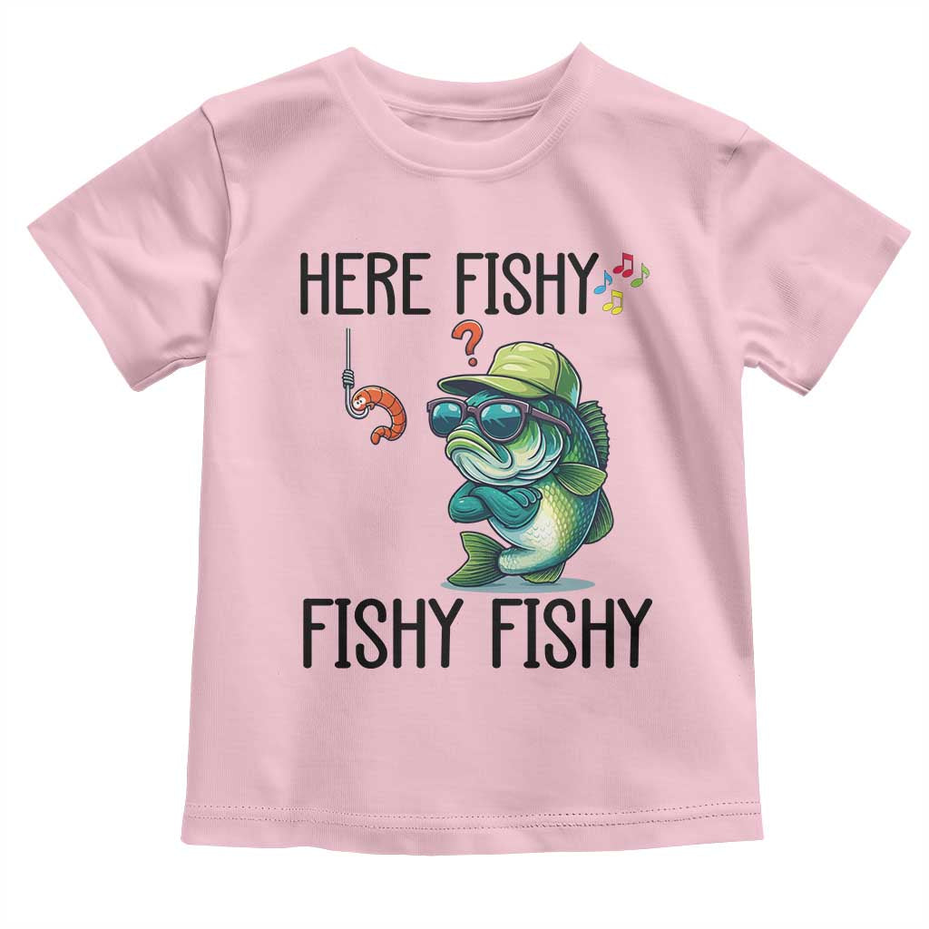 Funny Bass Fish Toddler T Shirt Here Fishy Fishy Fisherman Fishing Lover - Wonder Print Shop