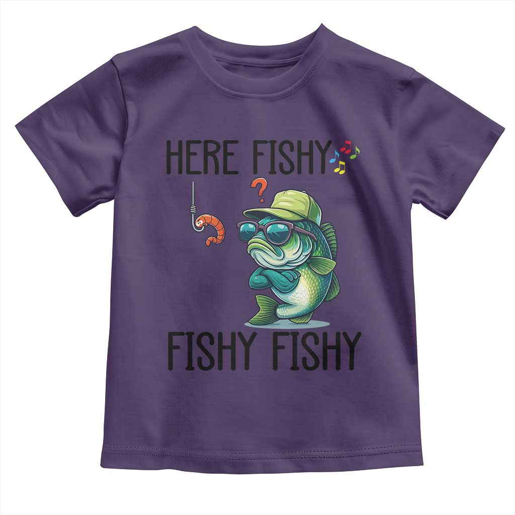 Funny Bass Fish Toddler T Shirt Here Fishy Fishy Fisherman Fishing Lover - Wonder Print Shop