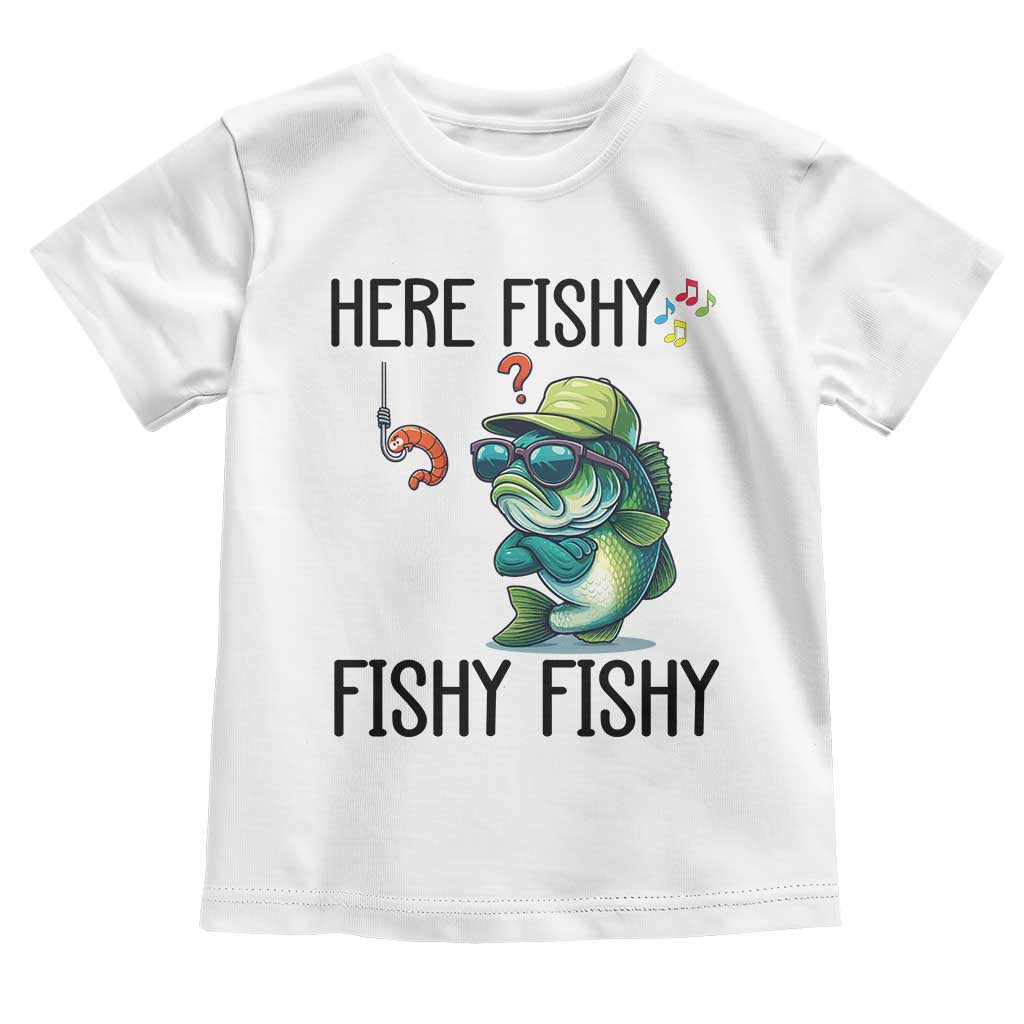 Funny Bass Fish Toddler T Shirt Here Fishy Fishy Fisherman Fishing Lover - Wonder Print Shop