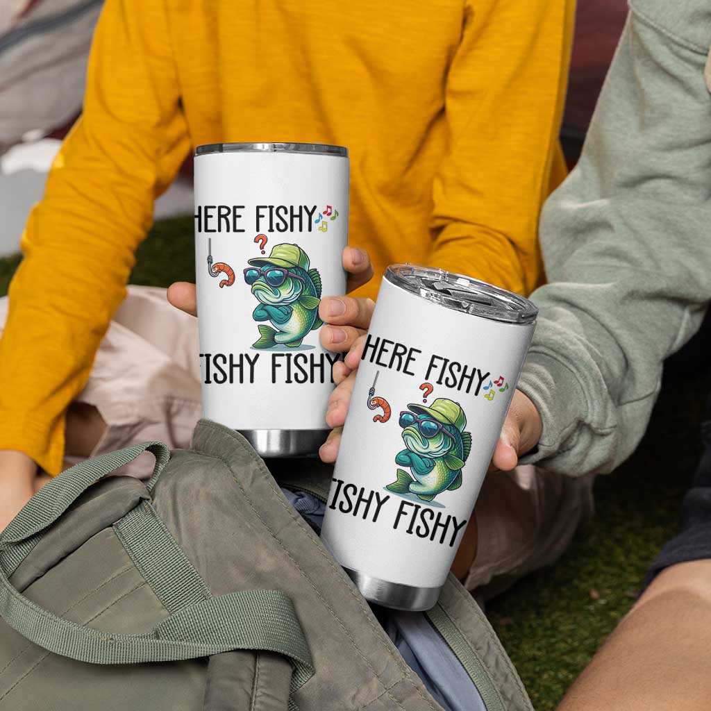Funny Bass Fish Tumbler Cup Here Fishy Fishy Fisherman Fishing Lover