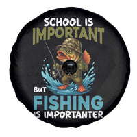 School Is Important But Fishing Is Important Spare Tire Cover Funny Bass Fishing - Wonder Print Shop