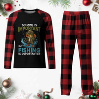School Is Important But Fishing Is Important Plaid Pajama Set Funny Bass Fishing - Wonder Print Shop