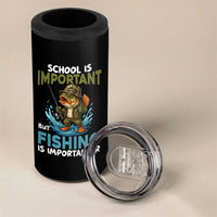 School Is Important But Fishing Is Important 4 in 1 Can Cooler Tumbler Funny Bass Fishing