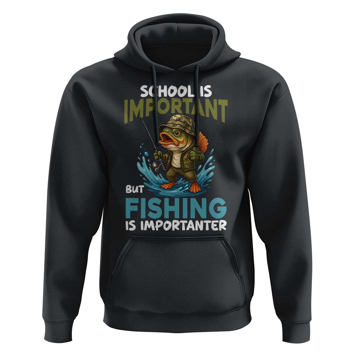 School Is Important But Fishing Is Important Hoodie Funny Bass Fishing - Wonder Print Shop