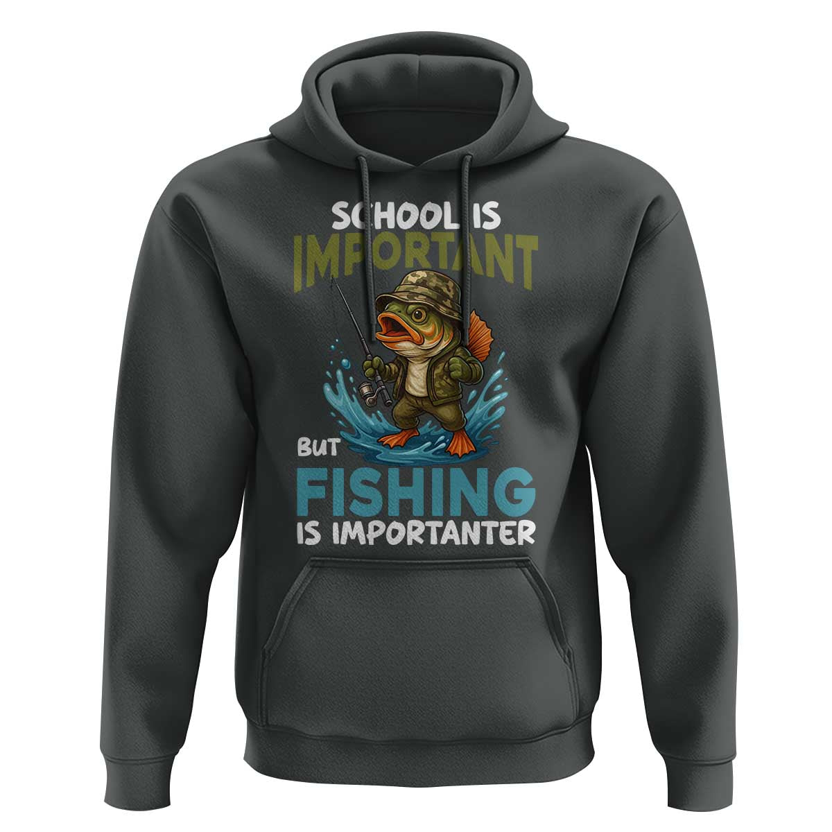 School Is Important But Fishing Is Important Hoodie Funny Bass Fishing - Wonder Print Shop
