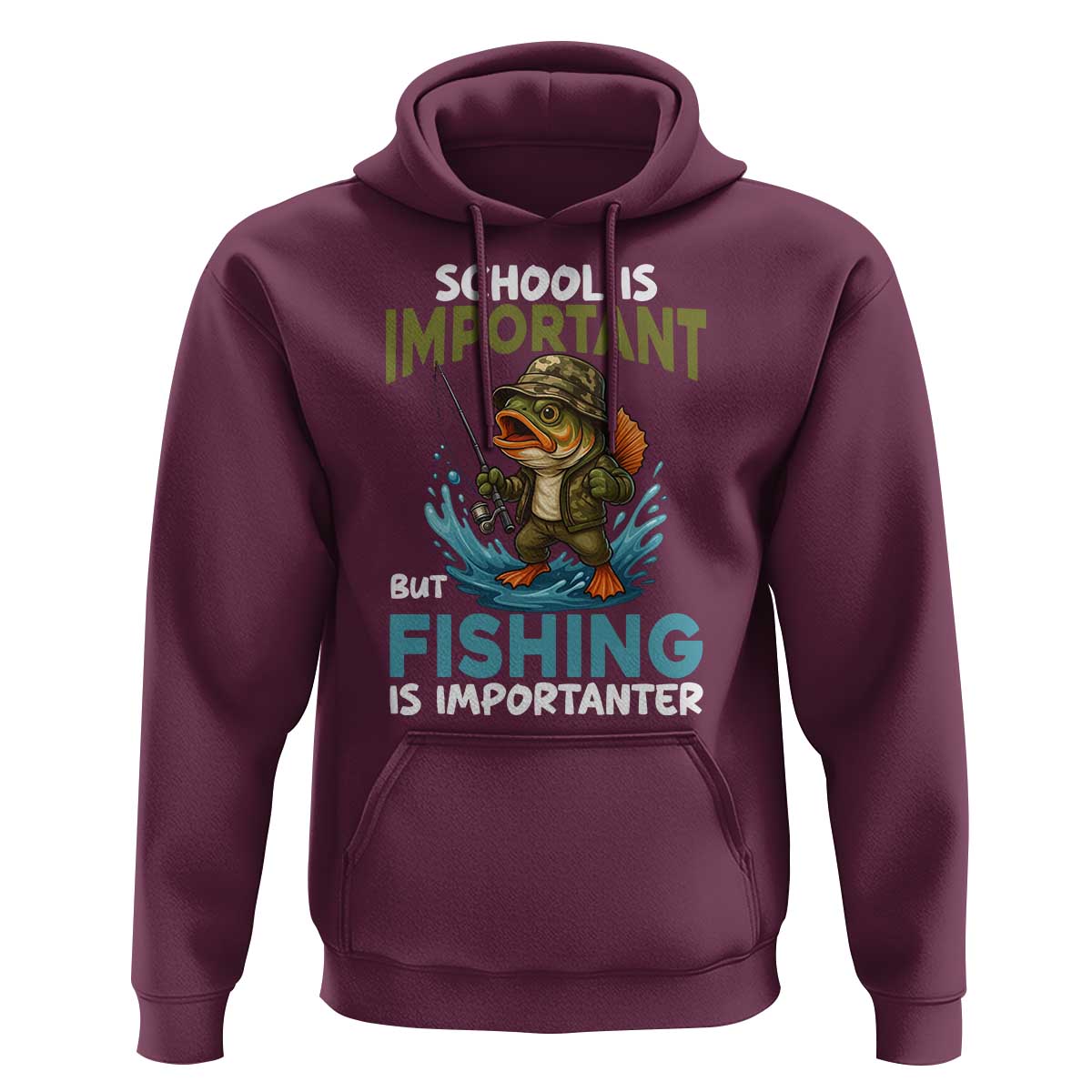 School Is Important But Fishing Is Important Hoodie Funny Bass Fishing - Wonder Print Shop