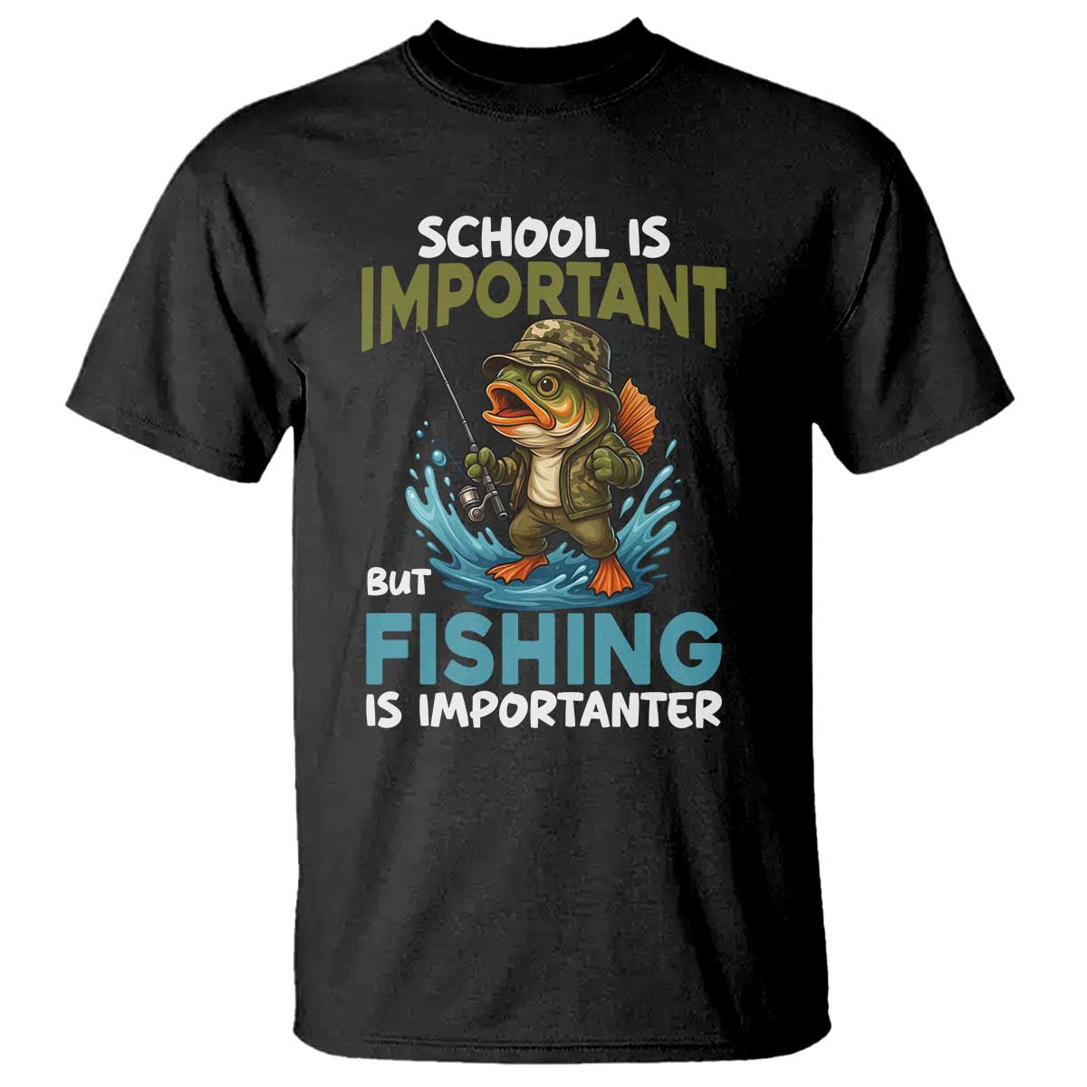 School Is Important But Fishing Is Important T Shirt Funny Bass Fishing - Wonder Print Shop