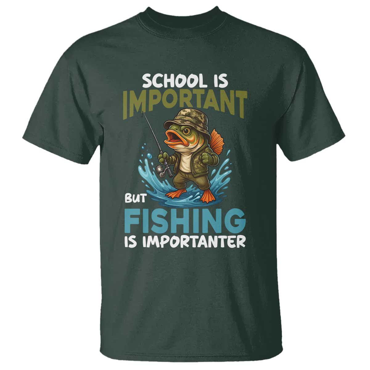 School Is Important But Fishing Is Important T Shirt Funny Bass Fishing - Wonder Print Shop