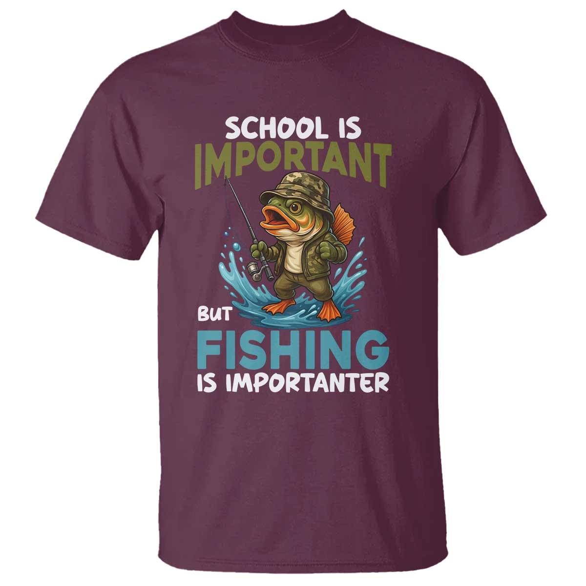 School Is Important But Fishing Is Important T Shirt Funny Bass Fishing - Wonder Print Shop