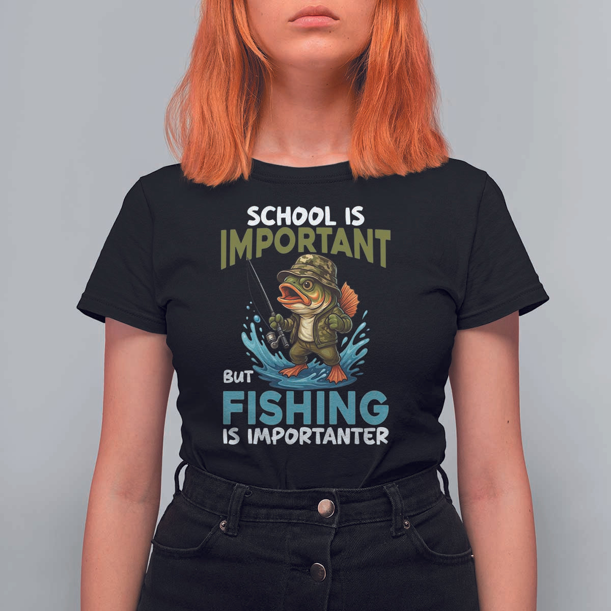 School Is Important But Fishing Is Important T Shirt For Women Funny Bass Fishing - Wonder Print Shop