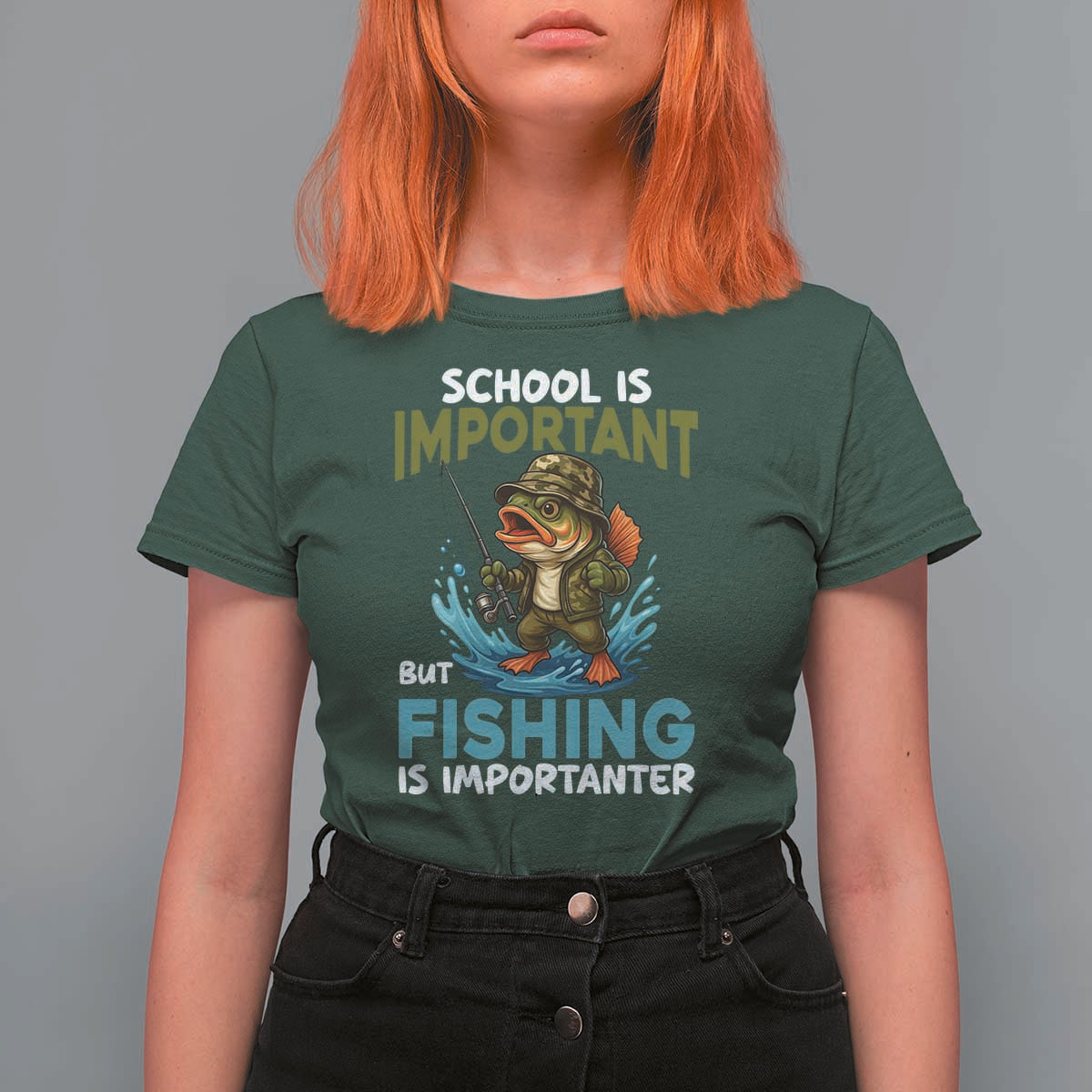 School Is Important But Fishing Is Important T Shirt For Women Funny Bass Fishing - Wonder Print Shop