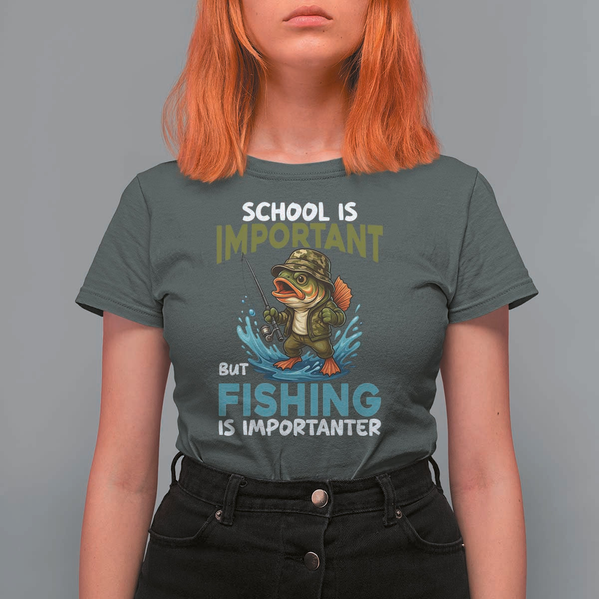 School Is Important But Fishing Is Important T Shirt For Women Funny Bass Fishing - Wonder Print Shop
