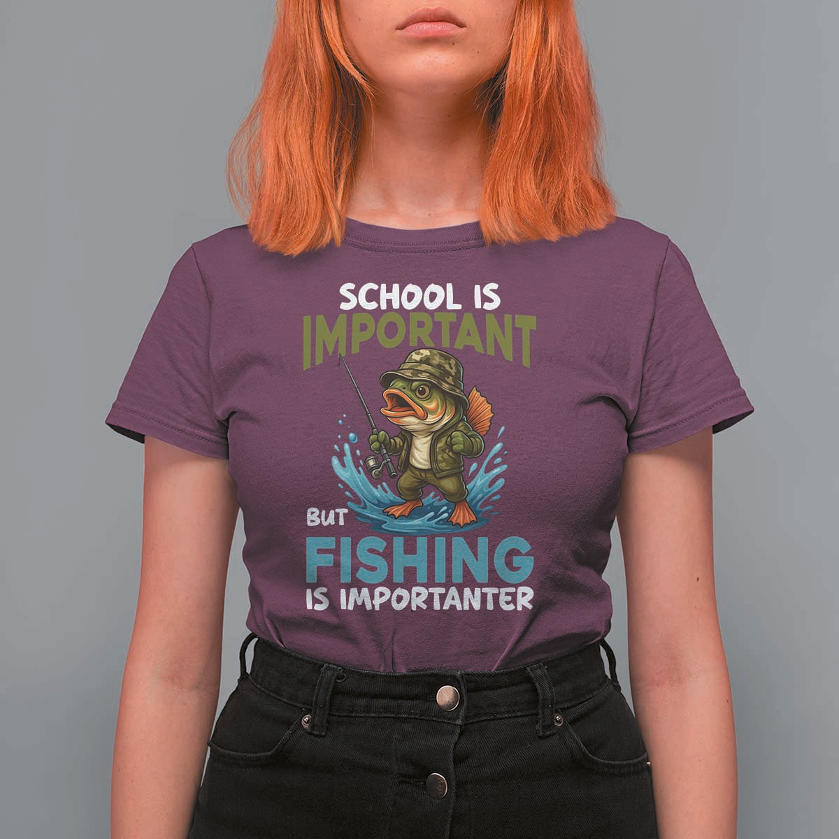 School Is Important But Fishing Is Important T Shirt For Women Funny Bass Fishing - Wonder Print Shop